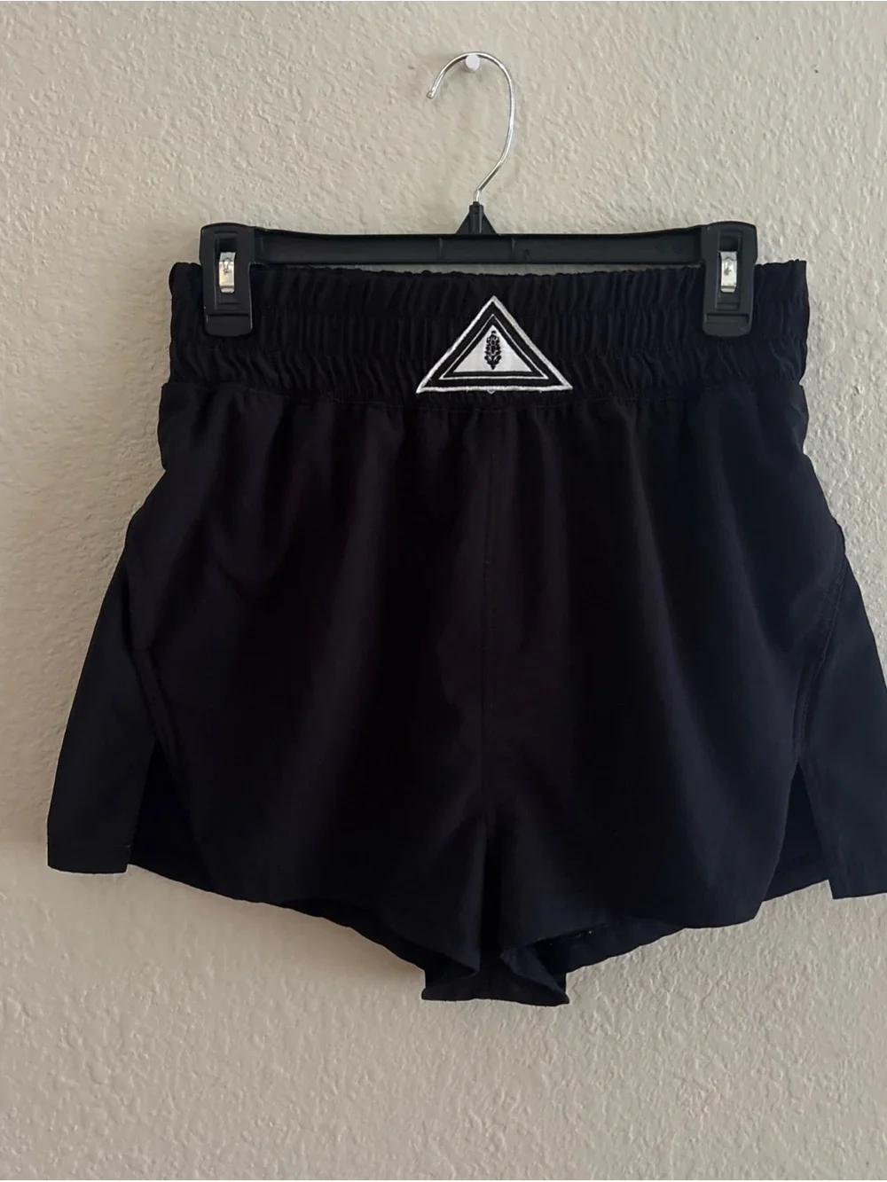 Free People Women's Black Athletic Shorts with Elastic Waist- medium